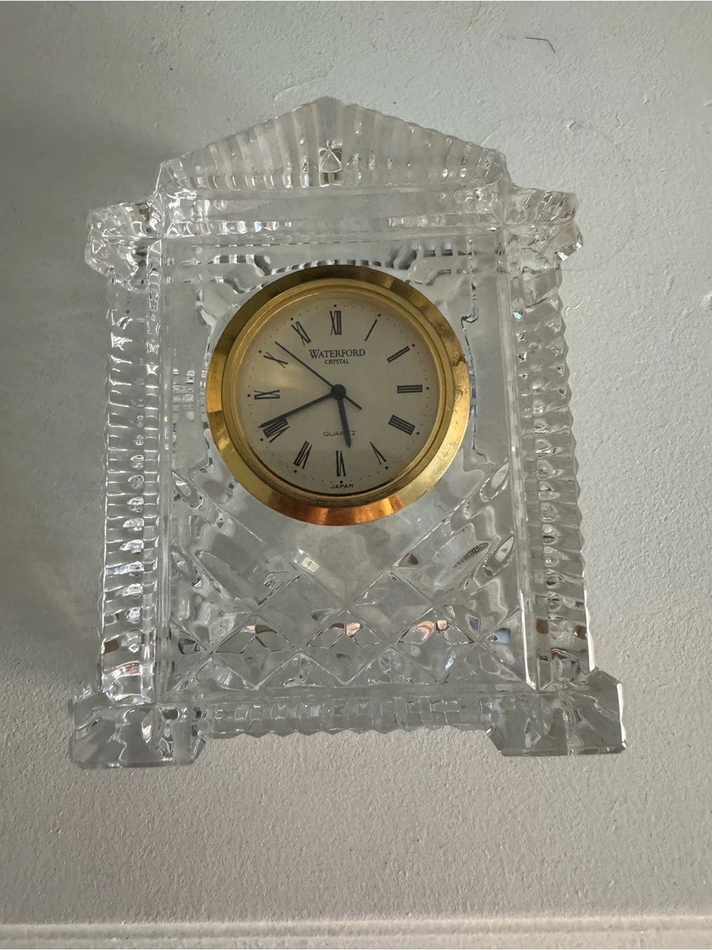 Waterford Crystal Small Clock with Gold Tone Dial New Battery Works Great